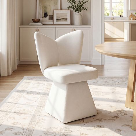 Wahson Chaises de Salle à Manger avec Dossier en Papillon, Chaise de Cuisine Scandinave Chaise de Salon Pivotant à 360° Élégante pour Cuisine Salon Chambre, Blanc (1/5)