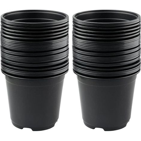 Lot de 50 Pots de Fleurs en Plastique Noir de 15 cm pour Plantes succulentes, légumes et boutures (1/5)