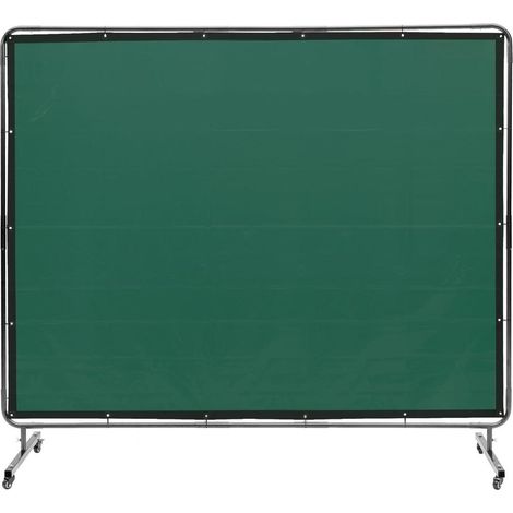 Rideau de Soudage Mobile Écran de Protection VEVOR 1,8 x 2,4 m Vinyle Ignifuge Protection UV 4 Roues Pivotantes Vert (1/5)