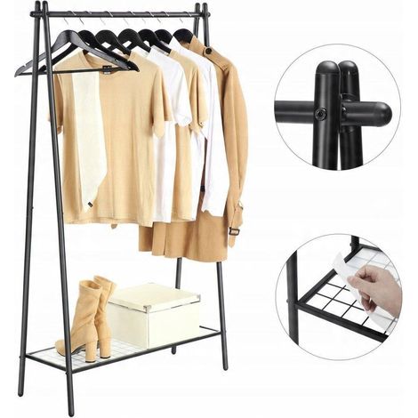 GoodHome HSR23BK porta-abiti nero robusto 153 cm