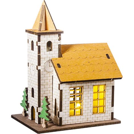 Maison Miniature Éclairée - Cabane En Bois Pour Décoration Intérieure - Modèle De Cabane De Noël Pour Cheminée Bureau Ou Chambre - 9,4 x 7,1 x 12,5 cm (1/5)