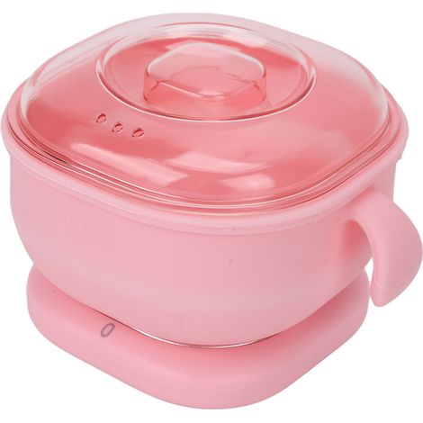 Décapsuleur de cire chauffant rapide 400ml, pot en silicone rose, prise UE 220-240V pour épilation douce et efficace. (1/5)