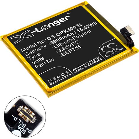 NX - Batterie téléphone, smartphone, GSM pour Oppo 3.85V 3900mAh - BLP751 (1/4)