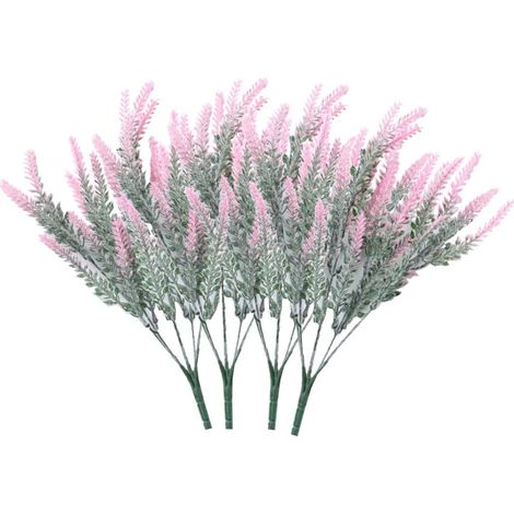 LITZEE 4 Kunstblumensträuße beflockten Kunstblumen Lavendelpflanze Kunstblumen Topfdekoration (pink) (1/5)