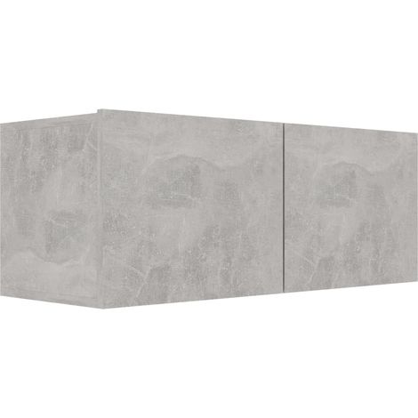 Meuble TV suspendu Gris béton 80x30x30 (1/5)