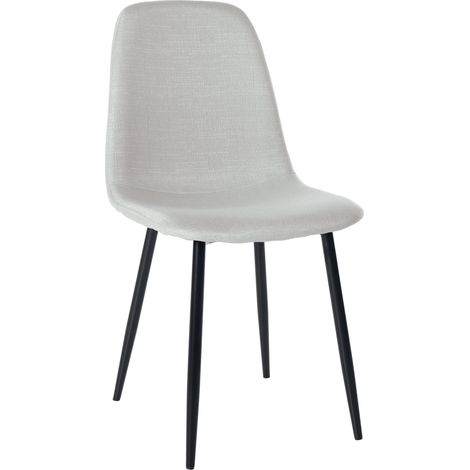 Chaise de salle à manger x1 design simple avec pieds en métal noir assise en tissu crème 100002071