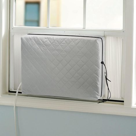 Housse pour climatiseur d'intérieur, housse pour climatiseur de fenêtre avec double isolation et cordon élastique, dimensions : 21 po (L) x 15 po (H) x 3 po (P) (1/5)