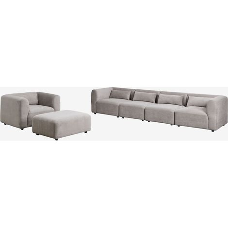 Conjunto de salón con sofá modular de 4 piezas, sillón y puff Fogler SKLUM             