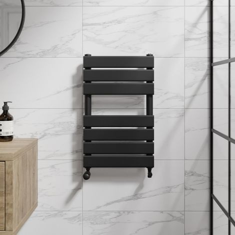 Duratherm Black Flat Panel Heated Towel Rail Bathroom Radiator 650 x 400mm