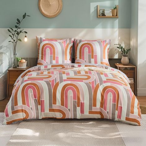 Bettwäsche-Set 155x220 cm mit geometrischem Muster, Mikrofaser, kühlend