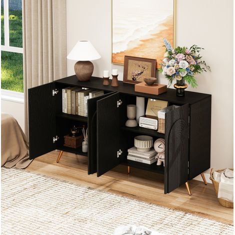 mobile credenza ripiani regolabili nero scanalato HAVRYA (1/5)