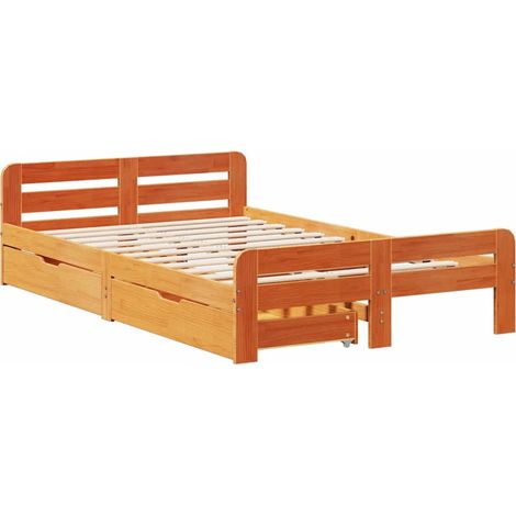 Estructura de cama sin colchón madera maciza marrón 135x190 cm vidaXL (1/7)