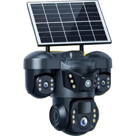 Caméra Solaire, Triple Objectif, Connectivité 4G, 4G CCTV Pas de carte (1/2)