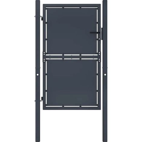 Puerta de jardín, fácil montaje, construcción de acero resistente, color antracita. (1/2)
