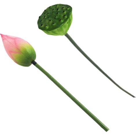 Lotus Artificiel pour Jardin, Bourgeon Simulé avec Tige, 1 Set PU (1/5)