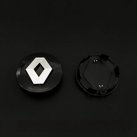 Cache-moyeu de roue 57mm pour Renault – Centre de jante universel, kit 4 pièces, accessoire voiture durable et facile à installer – Noir ABS (1/2)