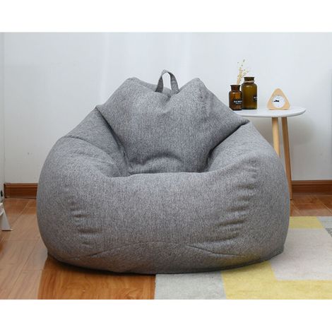 Sitzsackbezug – Baumwoll-Leinen-Bezug 100 x 120 cm (Dunkelgrau) – Zi