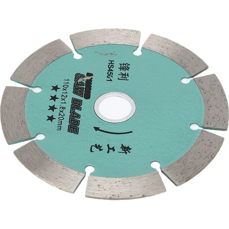 Disque de scie circulaire diamanté vert 12 dents pour la découpe de carrelage en céramique, idéal pour la décoration intérieure (110 x 12 x 1,8 mm). (1/5)