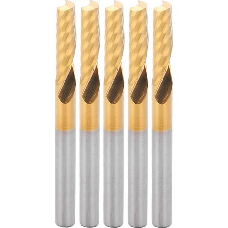 Lot de 5 fraises CNC professionnelles pour métal, fraise hélicoïdale 4x15x45mm, outil de coupe à spirale pour défonceuse (1/5)
