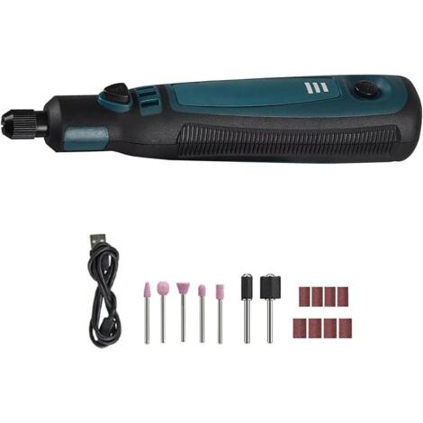 Outil rotatif sans fil 3,6 V avec vitesse variable, kit équipé d'une bague de ponçage, tête abrasive et roue en caoutchouc - (1/5)
