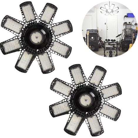2 pièces, E27, 8 + 1 lampe de garage à déformation pliante, lampe à feuille pliable, éclairage d'entrepôt LED (1/5)