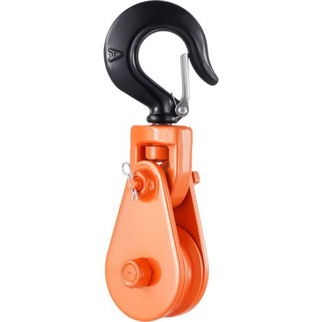 Bloc d'arrachage avec crochet pivotant, 2 T, poulie de mouflage 72,6 mm pour corde de 9,5 mm, pour opérations de remorquage et de récupération sur dépanneuses, treuils de transport de voitures (1/5)