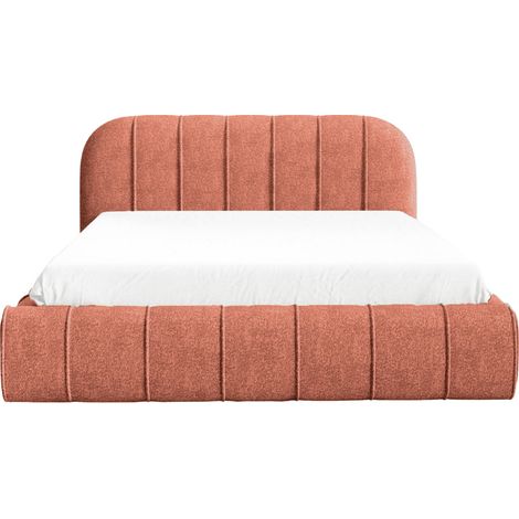 LONIE - Lit coffre tissu texturé 140x200cm Terracotta (1/5)