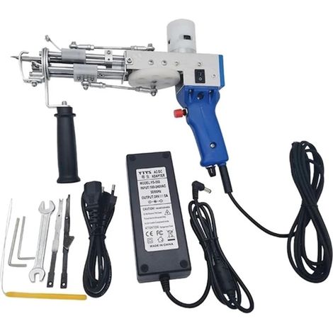 Pistolet à touffeter électrique 2 en 1, ensemble de pistolet à touffeter for Tapis électrique, pistolet à tricoter, Machine à tisser et à flocage(Blue 2 in 1) (1/5)