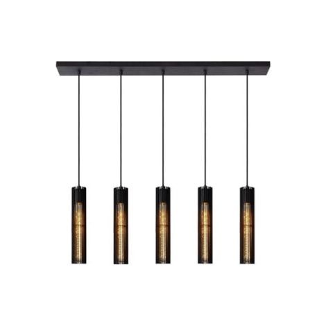 Lampadario Lucide Lionel 5 luci E27 nero dimmerabile