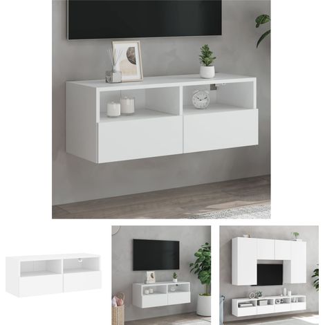 The Living Store TV-Wandschrank Weiß 80x30x30 cm Holzwerkstoff - TV-Möbel (1/5)