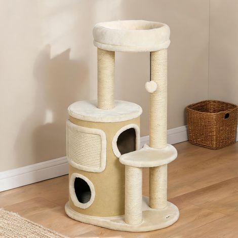 Arbre à chat beige en spanplatte Sisal 55 x 39 x 90 cm (1/5)
