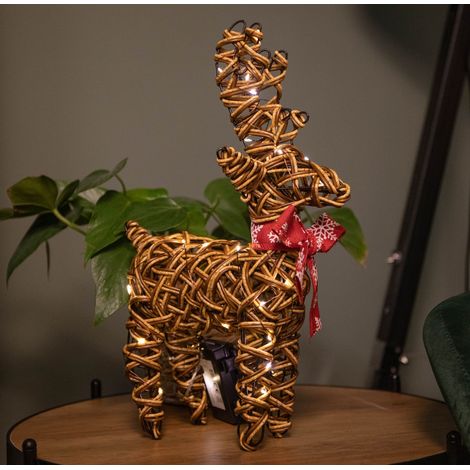 37cm Battery Operated Light up Brown Christmas Reindeer with 40 Warm White LEDs (1/5)