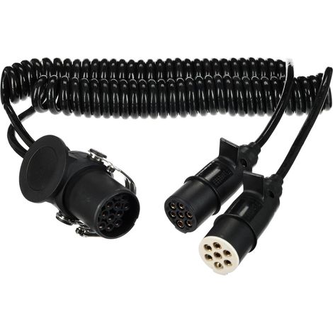 Trailer Cable 9 Câble spiralé Adaptateur 15 Broches vers 2 x 7 Broches S+N 24 V 3,5 m (1/5)