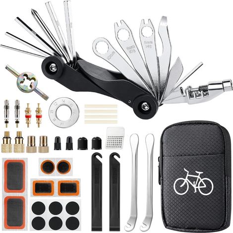 Fahrrad Werkzeugset 17-in-1 mit Flickzeug und Satteltasche für unterwegs (1/5)