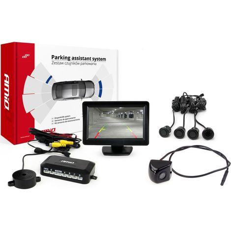Kit de sensores de estacionamiento TFT01 de 4,3" con cámara HD-310, 4 sensores, color negro "dorado". (1/5)