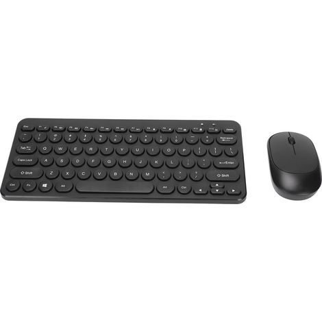 Combo Clavier et Souris Sans Fil 2.4G Ergonomique avec Souris Silencieuse et Touches Arrondies en Noir