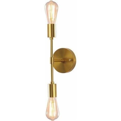Tigrezy Gold Wall Lights, Bathroom Vanity Light with 2 Lights, E27 Base, Wall Lights for Mirror, Hallway, Kitchen, Bedroom, Living Room (1/4)
