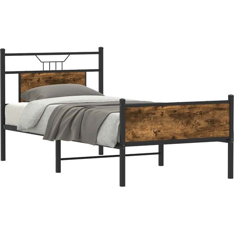 Bettgestell ohne Matratze Räuchereiche 75x190 cm Holzwerkstoff
