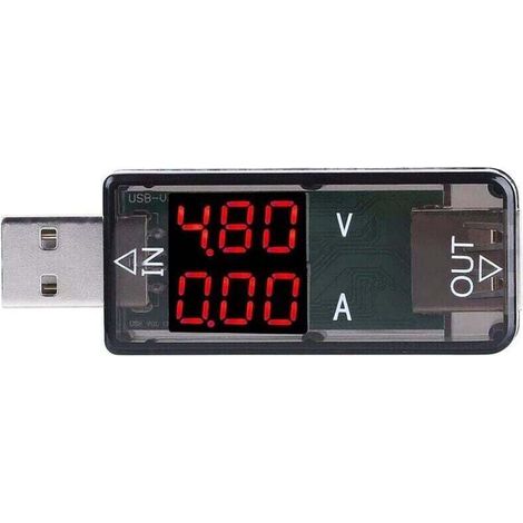 Multímetro y comprobador USB, medidor digital de corriente y voltaje USB de 3,2-10 V y 0-3 A, voltímetro, amperímetro, precisión de 0,01, cargador - Crezuo