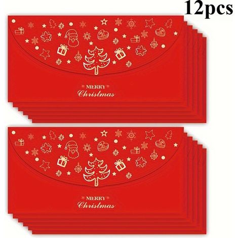Lot de 12 enveloppes cadeaux, enveloppes de Noël, pour offrir/fêtes/Nouvel An/cadeaux, enveloppes rouges (1/4)