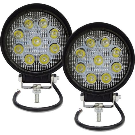 2pcs 4 pouces 27W Round Flood Work Light LED Light Bar, Wide Beam Work Light pour Off Road Truck SUV et 4x4 Fog Light (1/5)