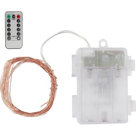 Chaîne lumineuse LED en fil de cuivre avec télécommande, lumière chaude, décoration pour Noël, mariage, fête (1/5)