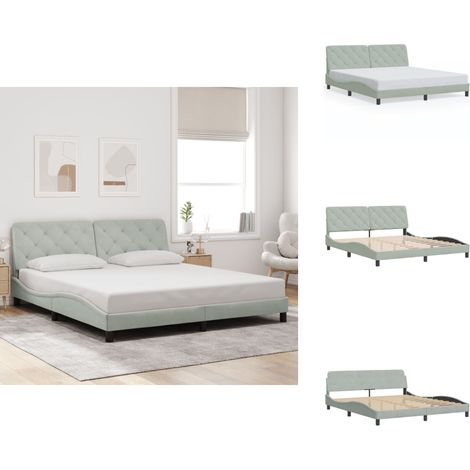 Cadre de lit sans matelas gris clair 180x200 cm velours - Lit Plateforme - Lit Double - Cadre De Lit - Literie - Design Moderne (1/5)
