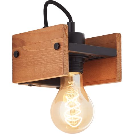 BRILLIANT Applique murale Calandra 1 flamme noir/couleur bois 1x A60, E27, 42W, adapté aux lampes normales (non incluses) (1/5)