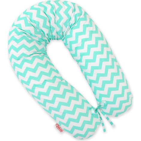 Baumwollkissenbezug für das Schwangerschaftskissen „Longer“ – Mint Chevron (1/4)