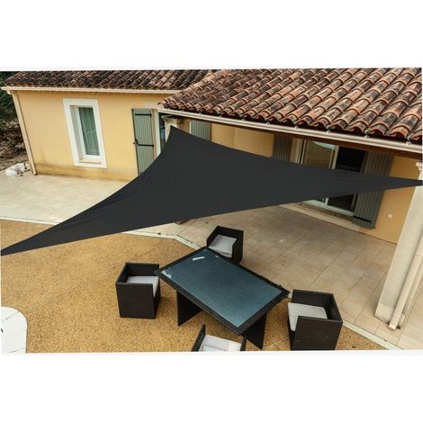 Graues dreieckiges Sonnensegel WERKPRO 5 x 5 x 5 m (1/3)