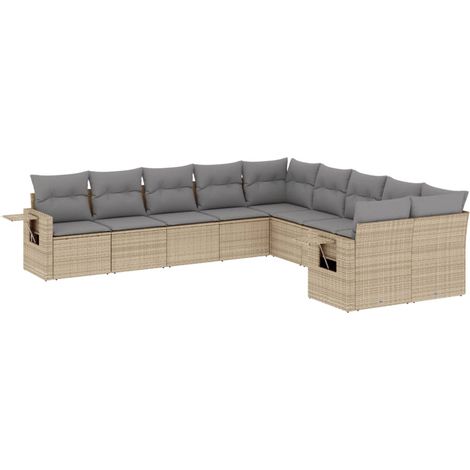 Maison Exclusive - Juego de sofás jardín con cojines beige 10 pza (1/5)