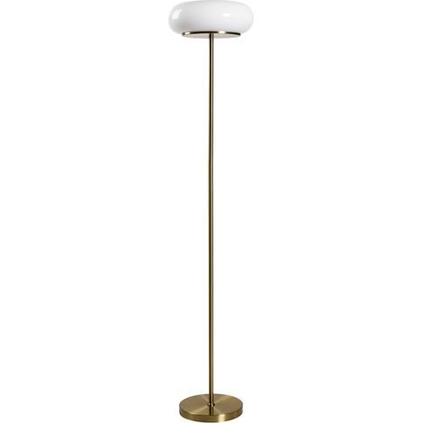 Floor Lamp LED White Glass Oval Shape Shade Metal Base with Dimmer Retro Style NITH (1/5)