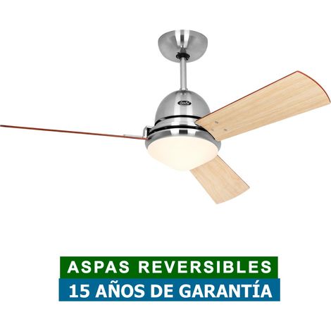 LIBECCIO 120/142, Ventilateur avec Lumière et Télécommande, - Colore Pale: Rovere e Noce - Corpo: Cromo Spazzolato (1/5)