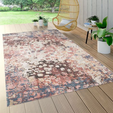 Paco Home Tappeto Cucina Da Esterno Salotto Balcone Vintage Astratto Beige Rose Bleu 60x100 cm